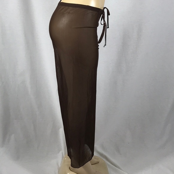 Zuliana Size XL Brown Mesh Waist Tie Beach Pants. Made in USA. New With Tags. - Picture 3 of 4